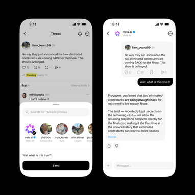 Meta продовжує тестувати присутність Meta AI у публічних стрічках Threads