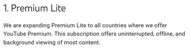 YouTube запускає економ-підписку Premium Lite в усіх регіонах, де доступний Premium